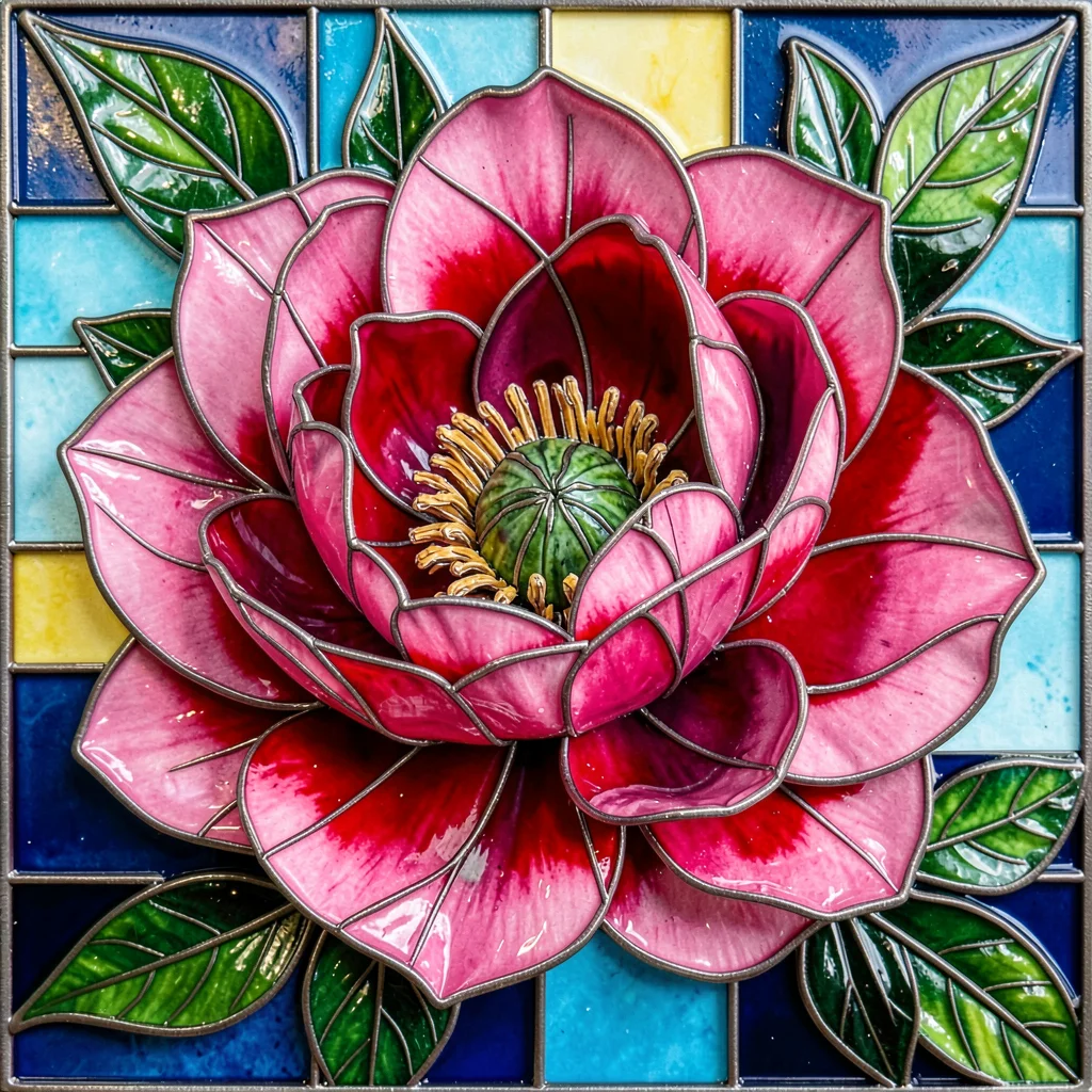 Cloisonne peony flower