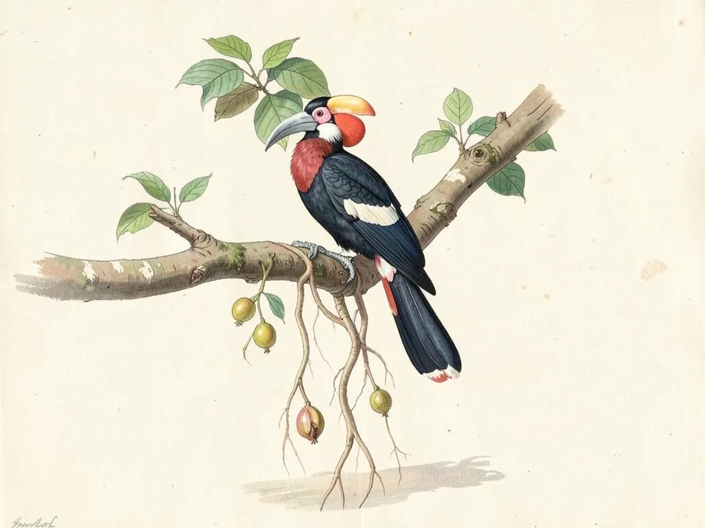 Great Hornbill on Banyan