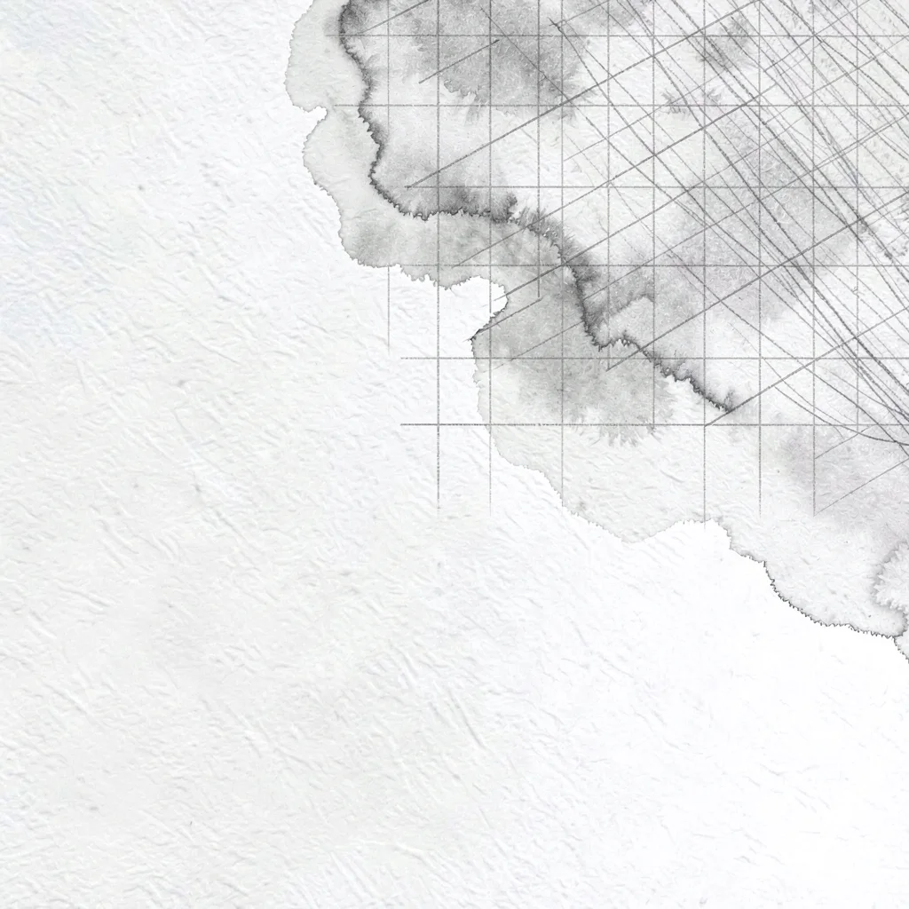 A soft pencil-grid pattern covers the upper-right quadrant in pale charcoal agai