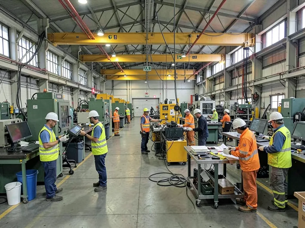 Factory floor with workers