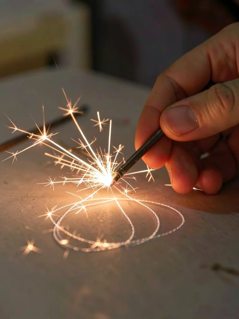 Sparkler writing traces