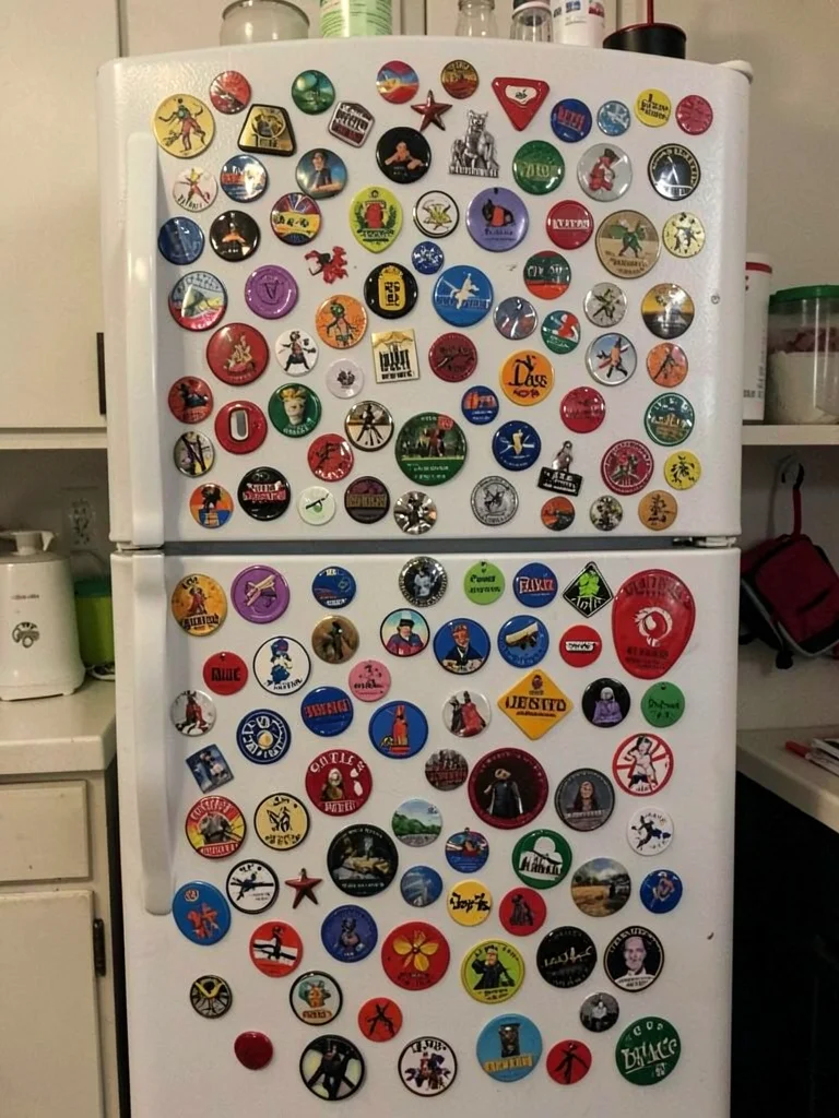 Fridge covered in magnets