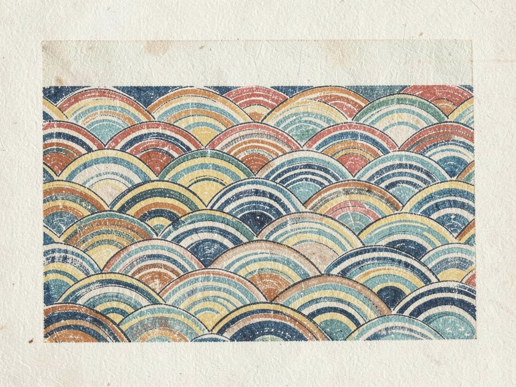Wave pattern inspired by sea surface, rhythmic repeating arcs