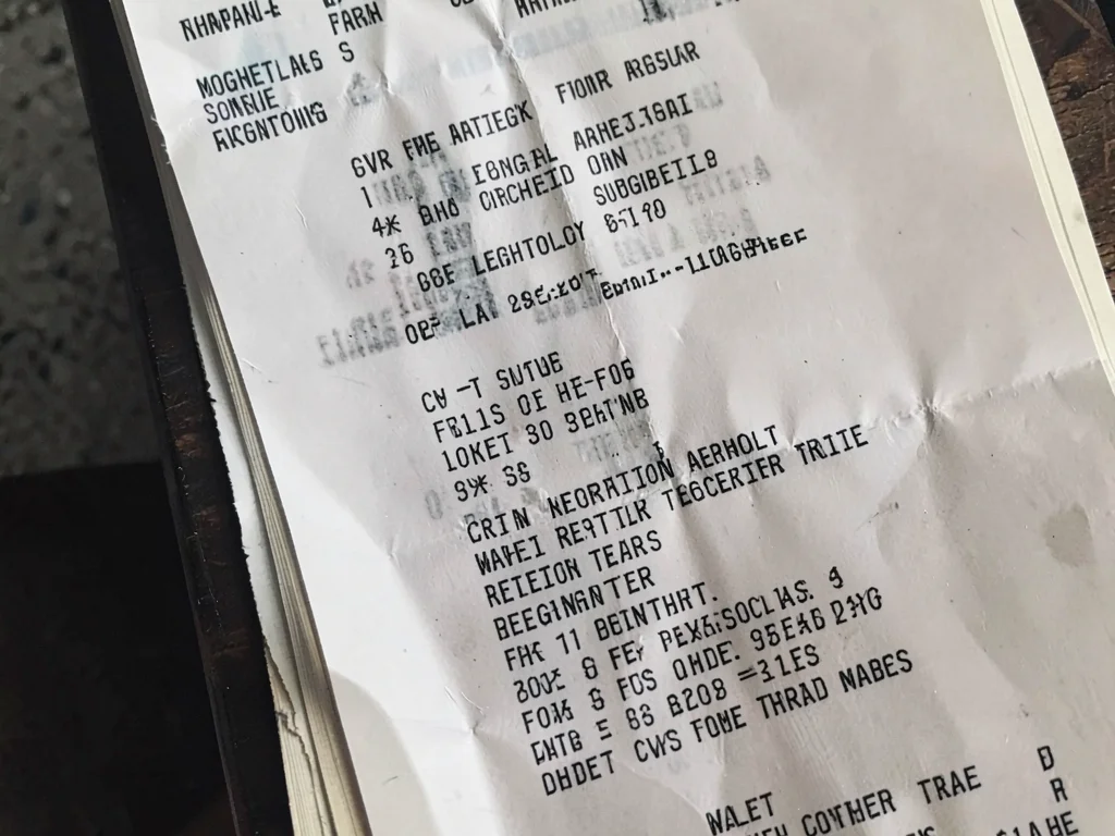 Receipt in book as bookmark, the found artifact, someone else's purchase marking