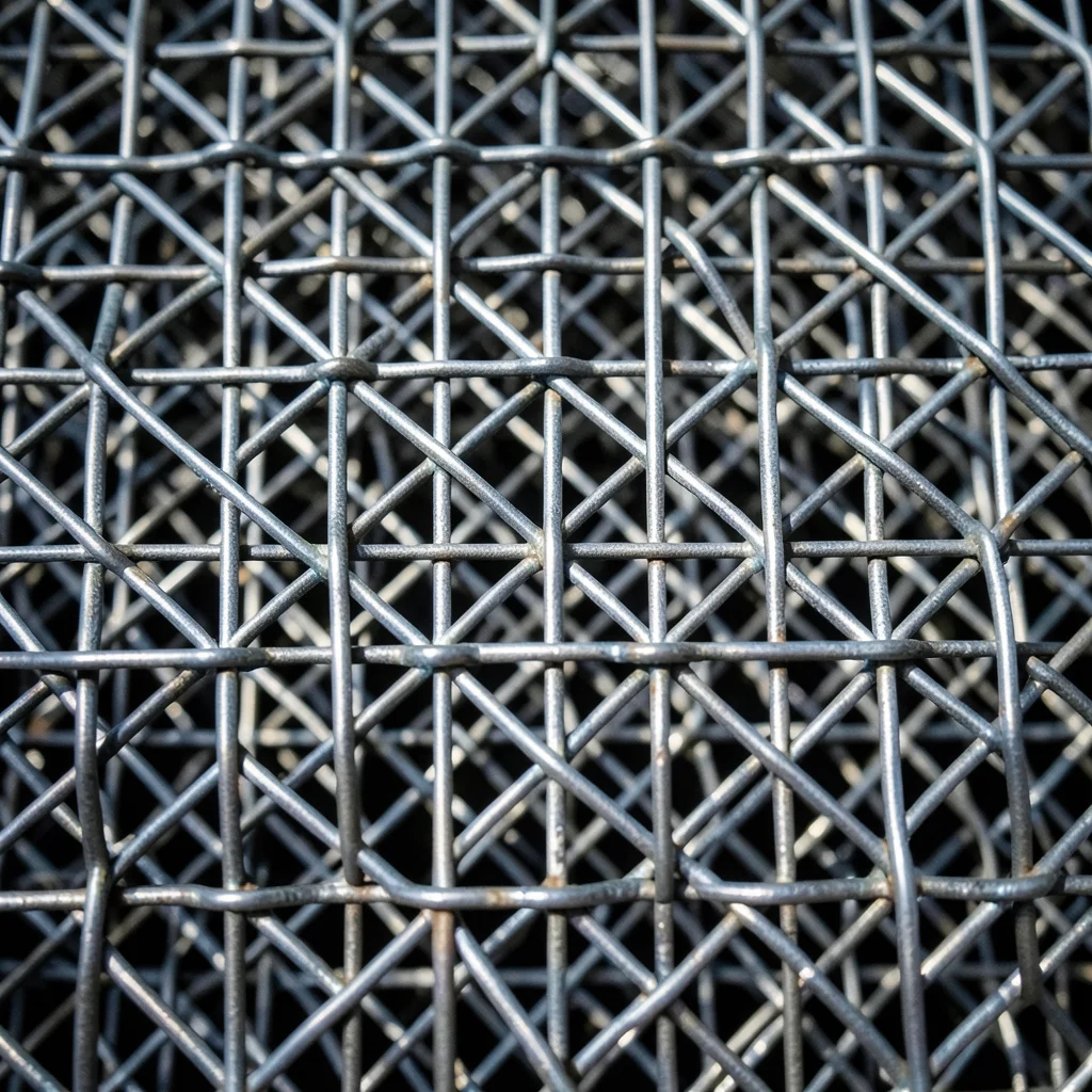Welded wire grid with thick gauge, every intersection a bright weld nugget, stru