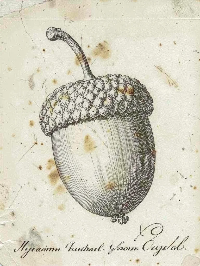 Acorn with cap and stem