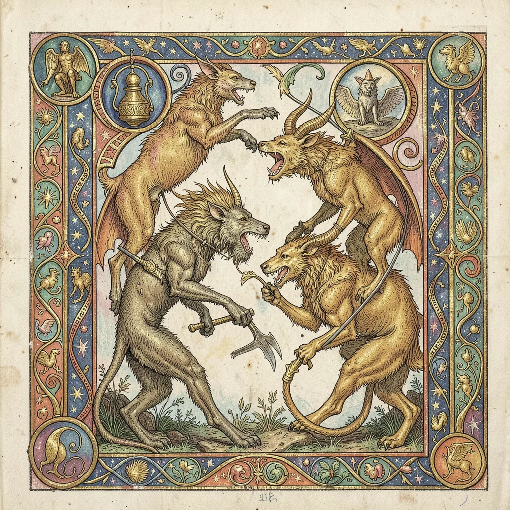 Mythical beasts in combat