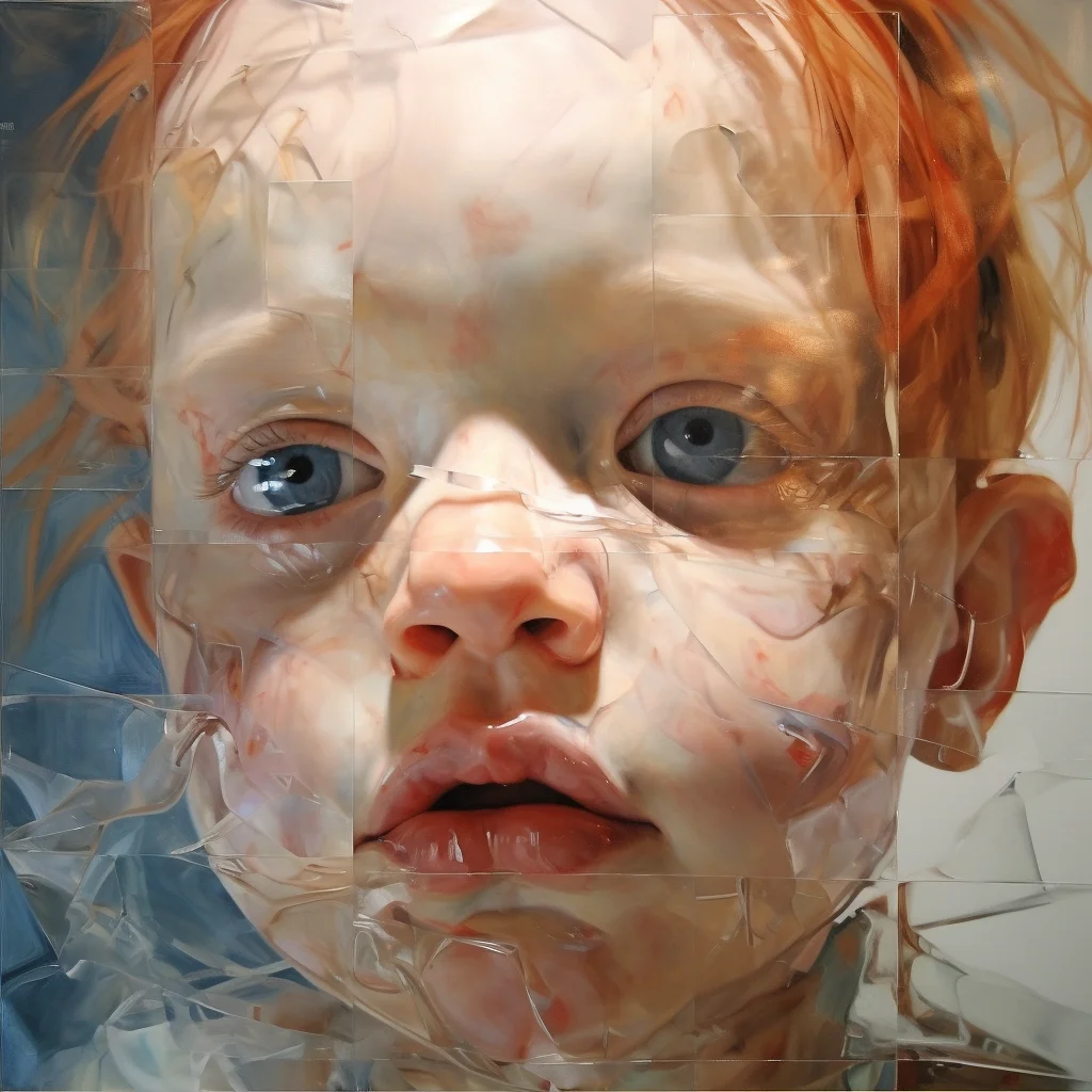 Painting portrait by Jenny Saville. happy baby