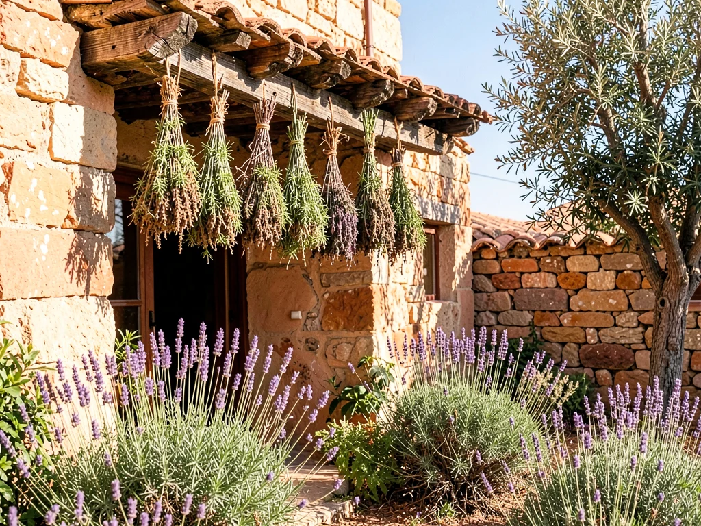 Dried Herb Bundles on Beam