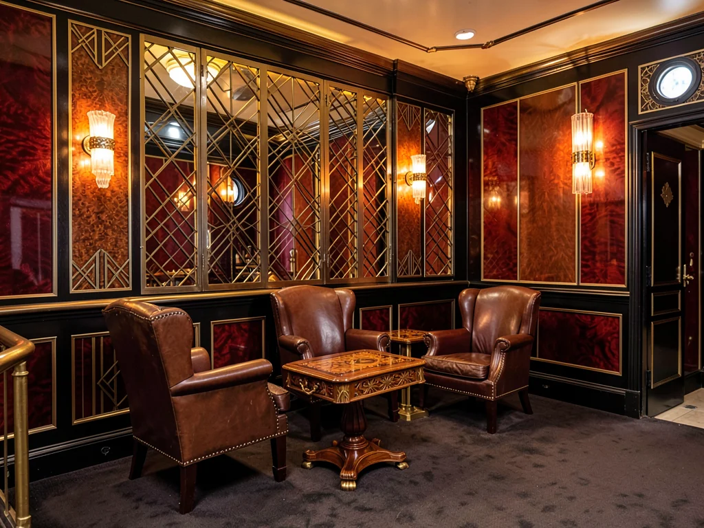 First-Class Smoking Room in Lacquer and Bronze