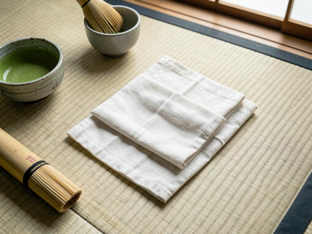 Chakin cloth folded on tatami