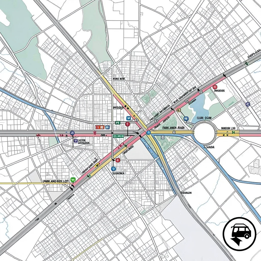 A modern bus-rapid-transit corridor map across a sprawling metropolis with dedic