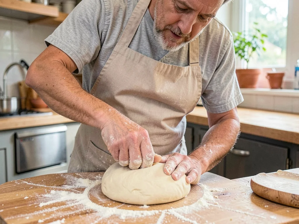 Baker kneading dough