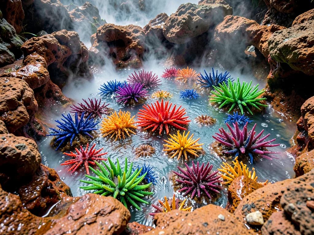 Colorful bacteria surviving in boiling water