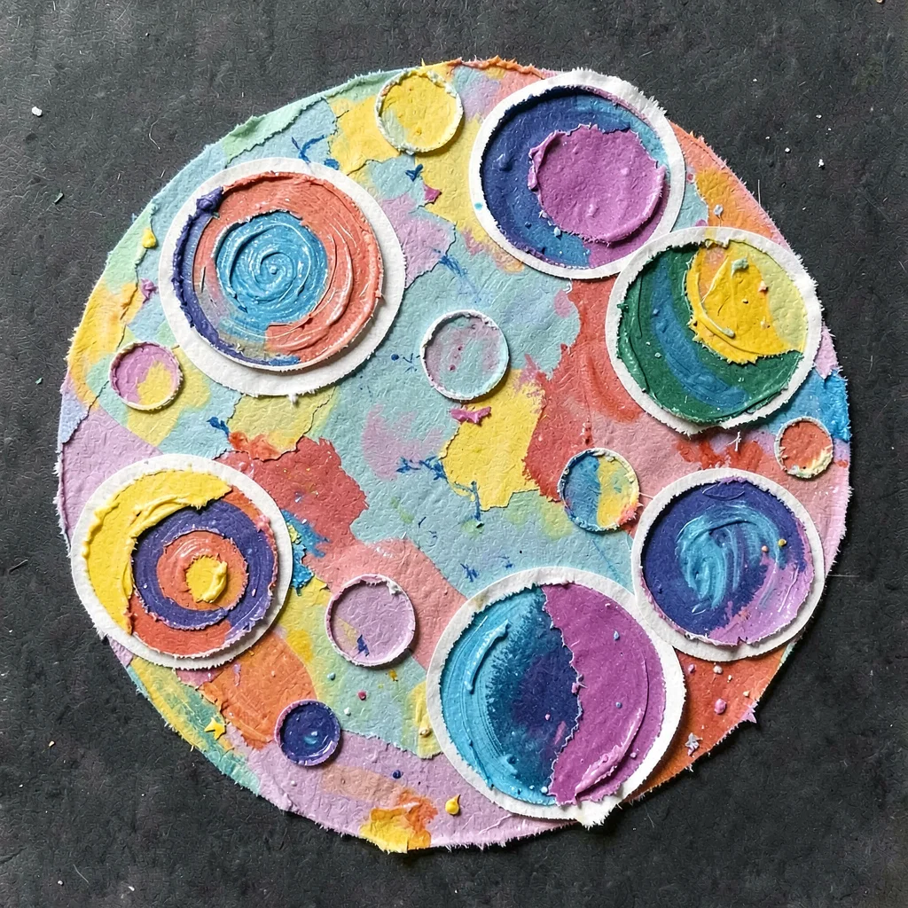 Paper collage moon with craters