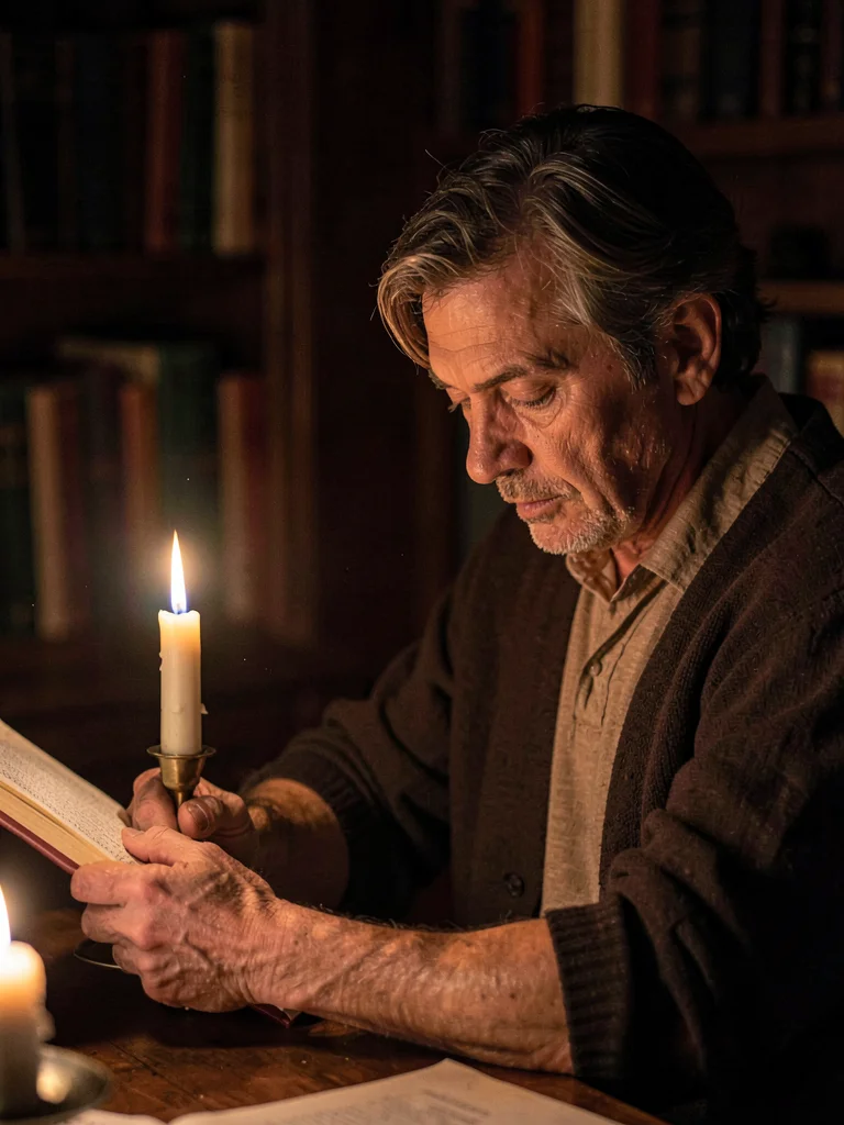 Reading by candlelight