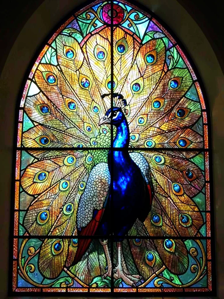 Tiffany peacock stained glass