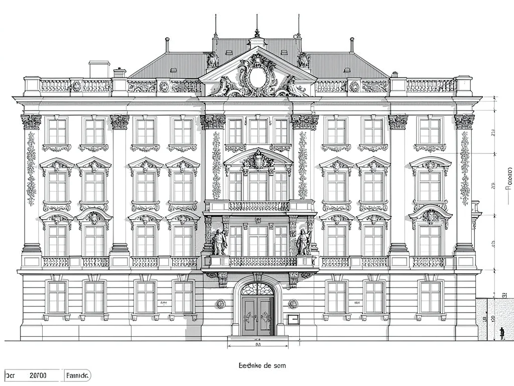 Baroque palace facade drawing