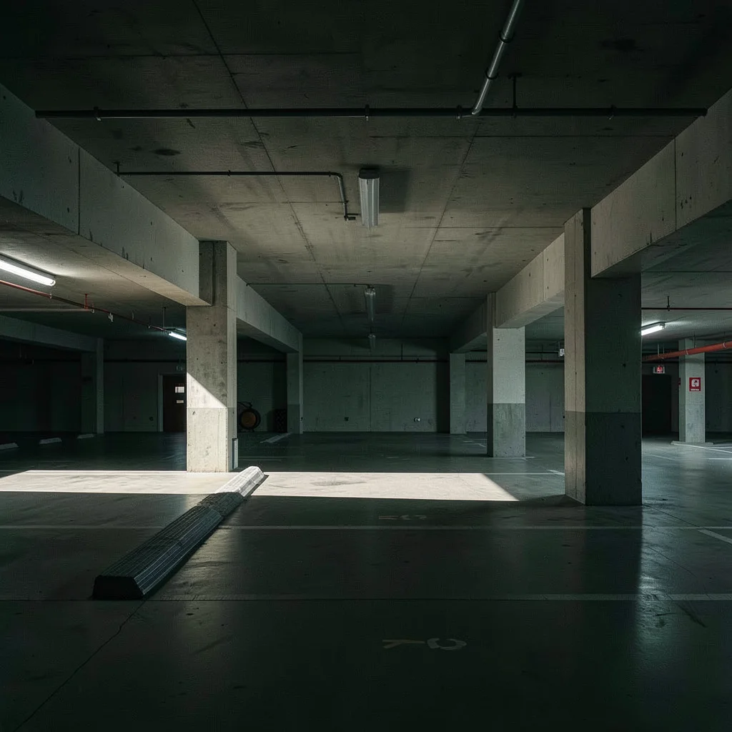 Low ceiling compression of a parking structure as sublime landscape