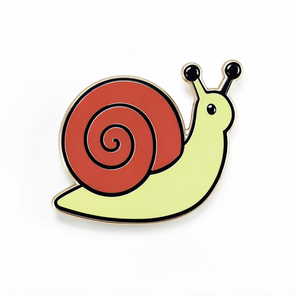 Enamel pin illustration, Small snail with spiral shell , bold simple design, lim