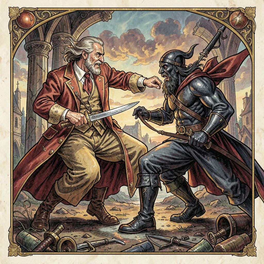 A magician battling dark sorcerer