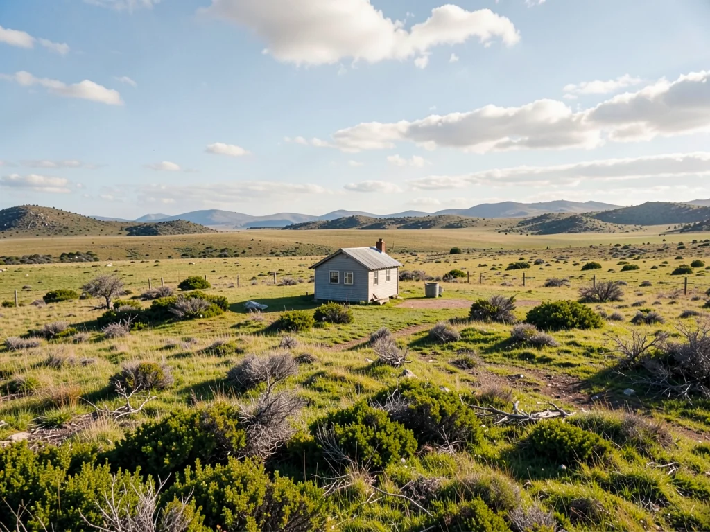 Small house in vast landscape