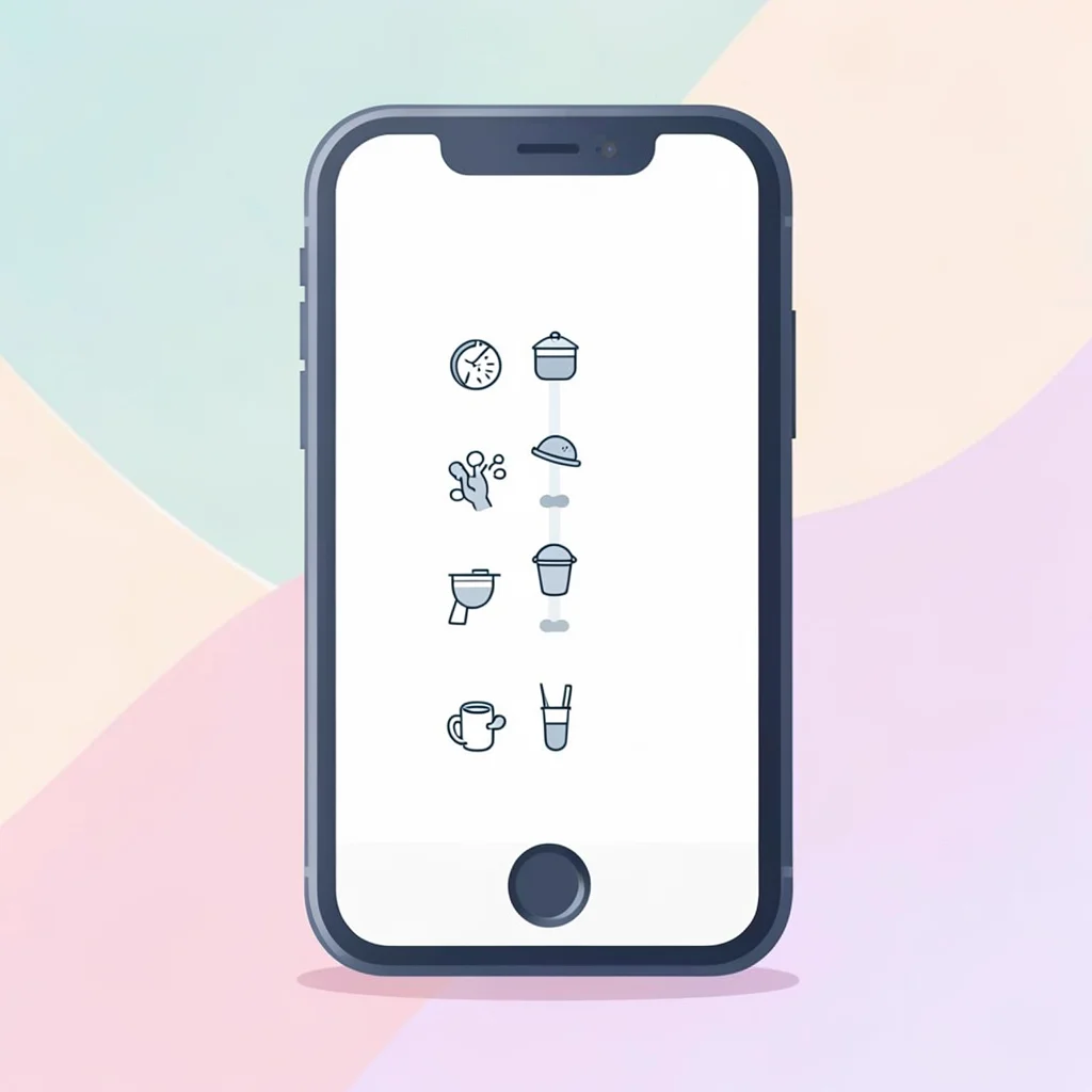 Flat-vector scene of a smartphone showing a stylised feeding-schedule timeline (
