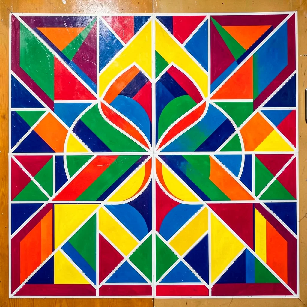 Abstract section of mural — pure geometric composition, no architectural referen