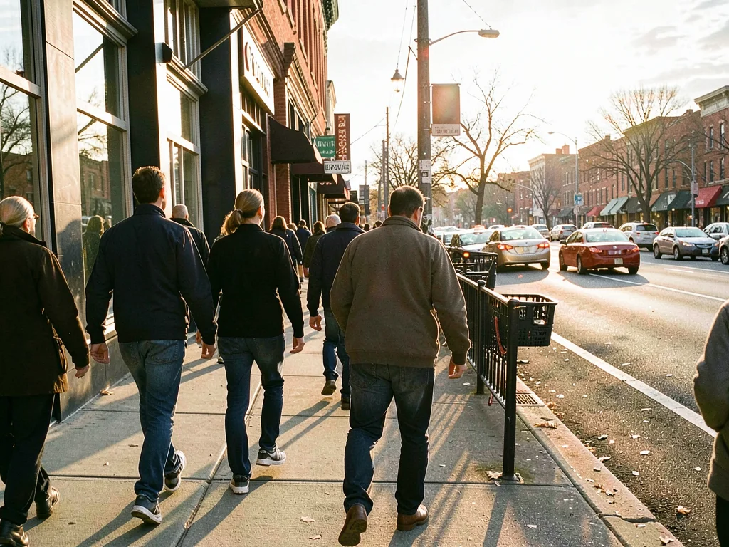 Morning rush sidewalk