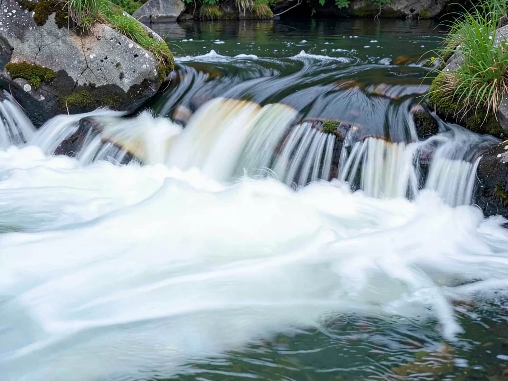 Rapids rendered as smooth white blur