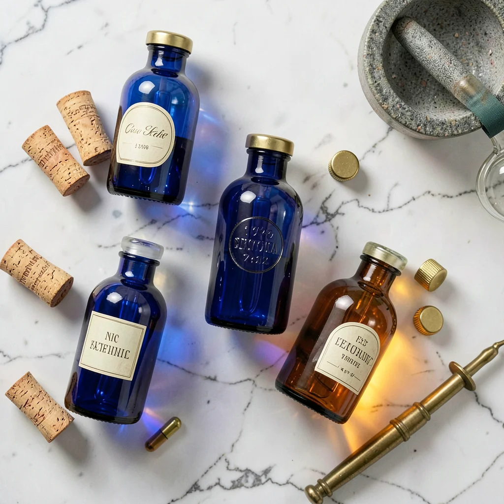Apothecary Bottle Overhead Marble Flat-Lay