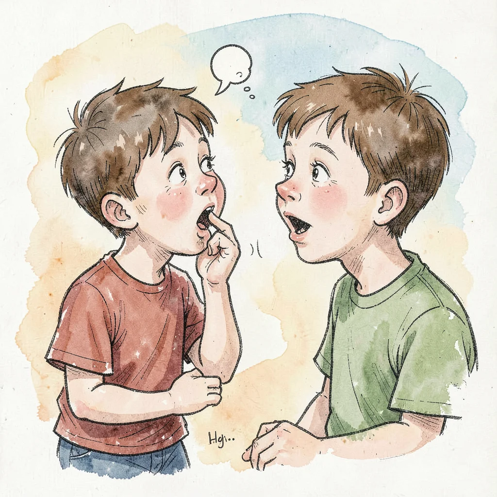Boy whispering secret to friend