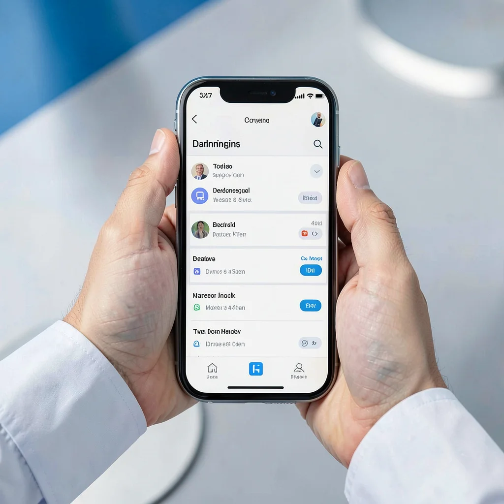 Editorial photograph, Hands holding smartphone showing banking app interface, cl
