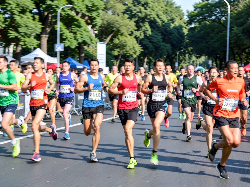 Runners in marathon blur