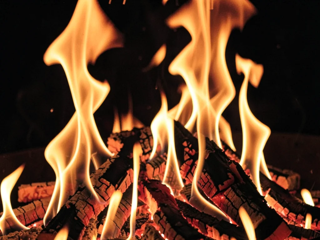 Multiple flame heights creating texture