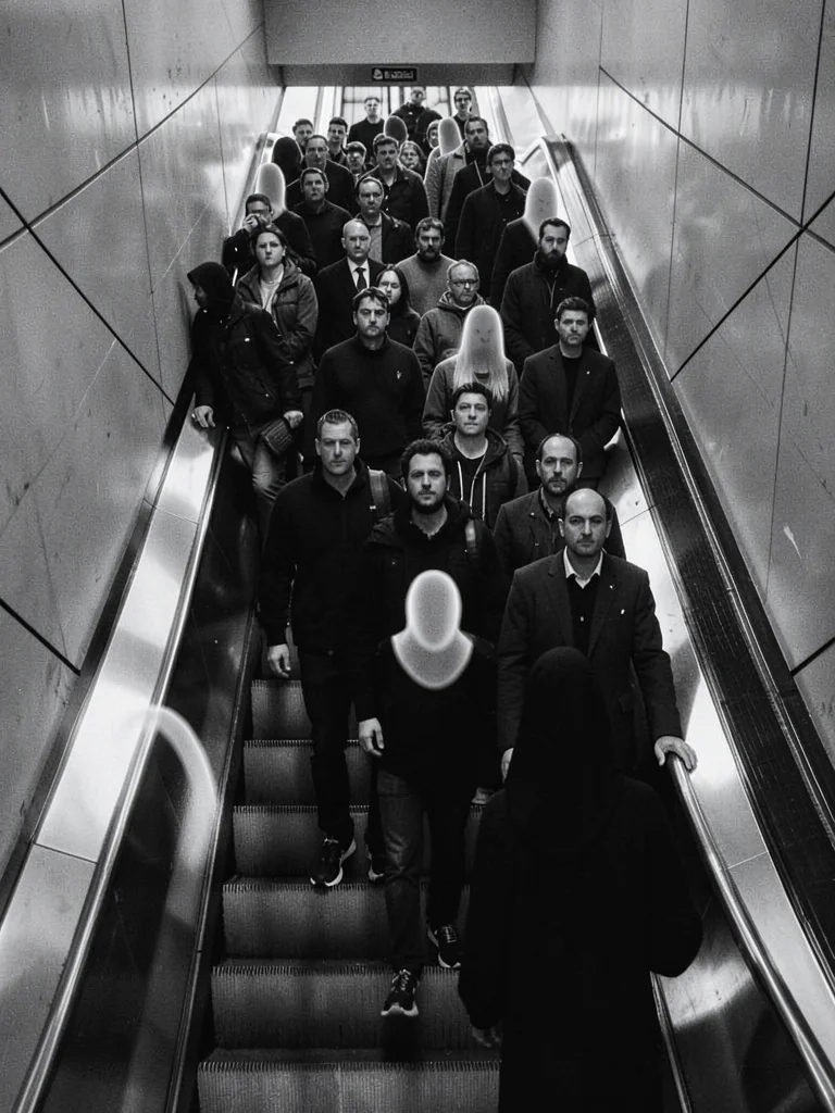 Escalator crowd ghosts