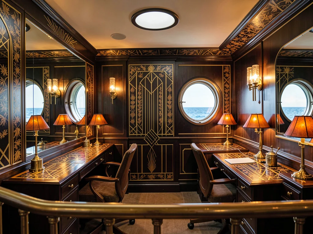 Writing Room with Marquetry Desks and Portholes