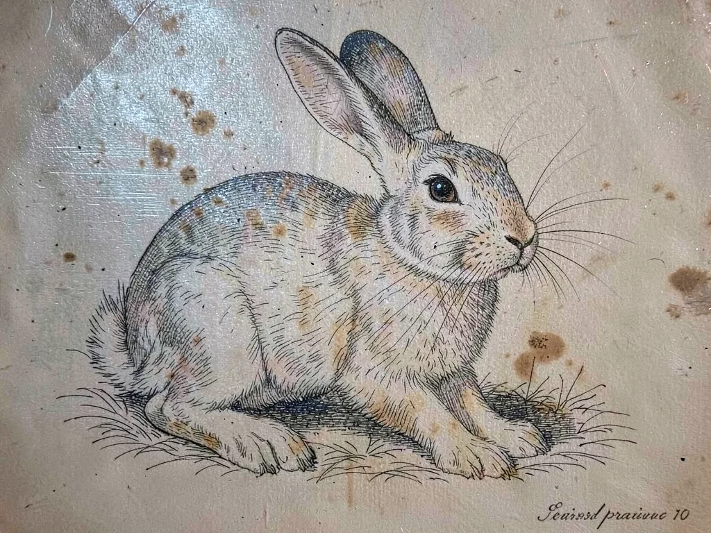 Alert rabbit with detailed fur