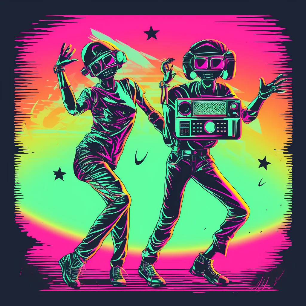 Alien Teens with retro VHS camera filming TikTok danc