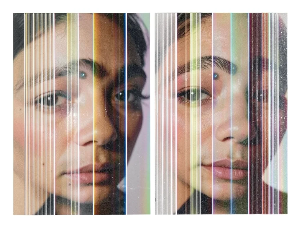Multiple viewing angles of a lenticular postcard arranged in sequence, each show