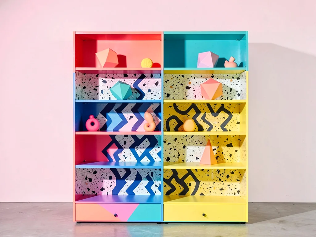 Asymmetric Memphis Shelving Unit