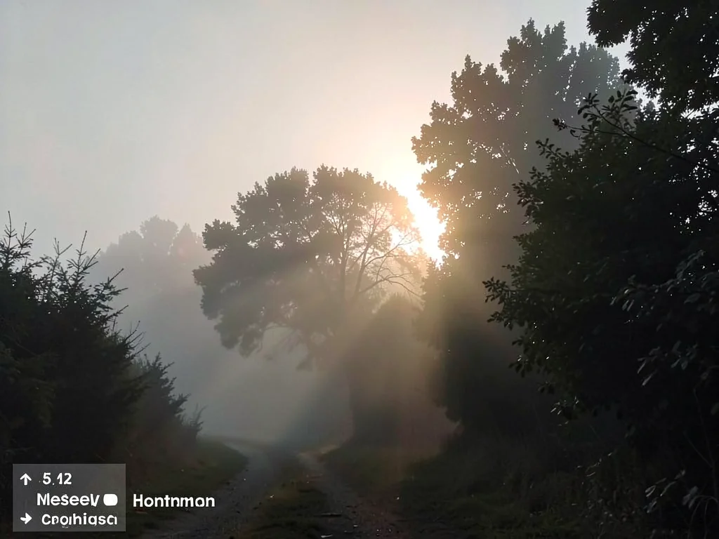 Foggy backlit scene