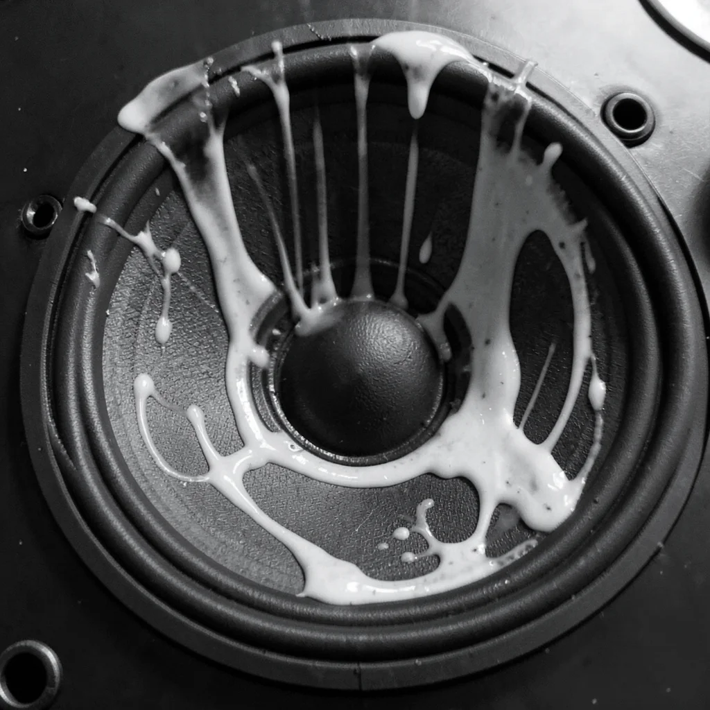Non-Newtonian fluid on speaker cone, vibrating into standing wave patterns
