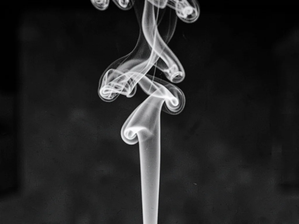 Incense smoke rising through temperature gradient layers