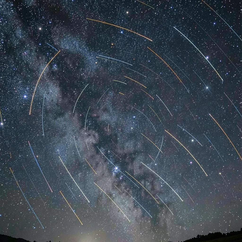 Star trails night sky