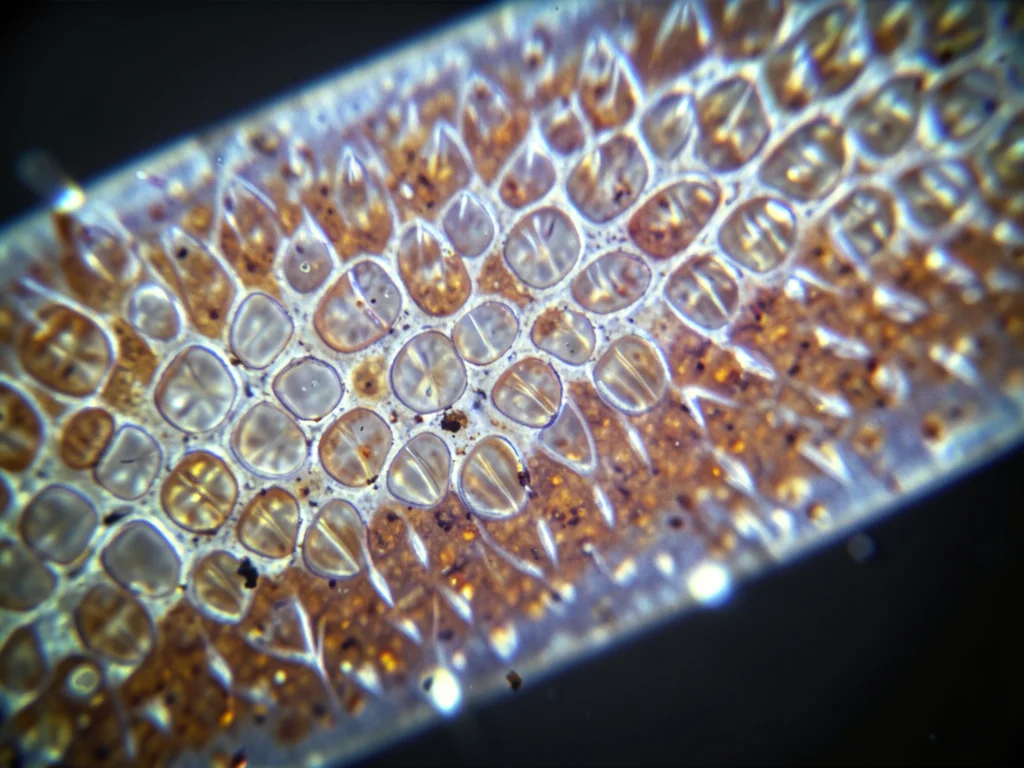 Shark skin denticle array, tiny tooth-like scales creating hydrodynamic surface,