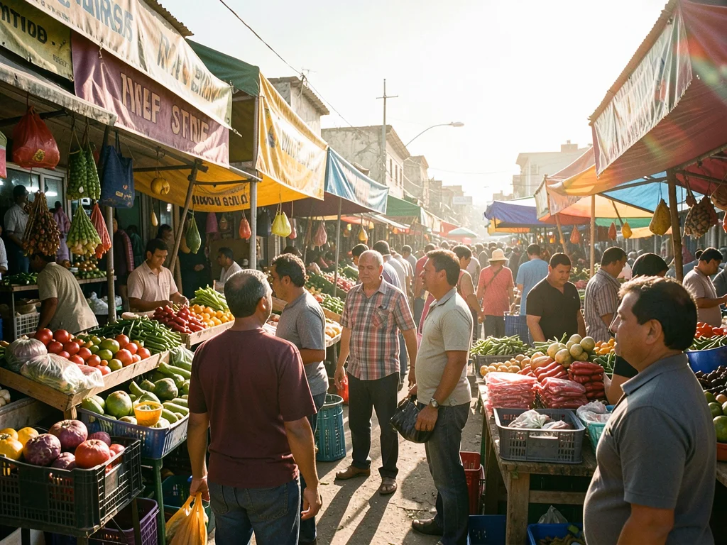 Market in hard sun