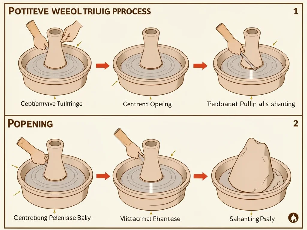 Pottery throwing process diagram