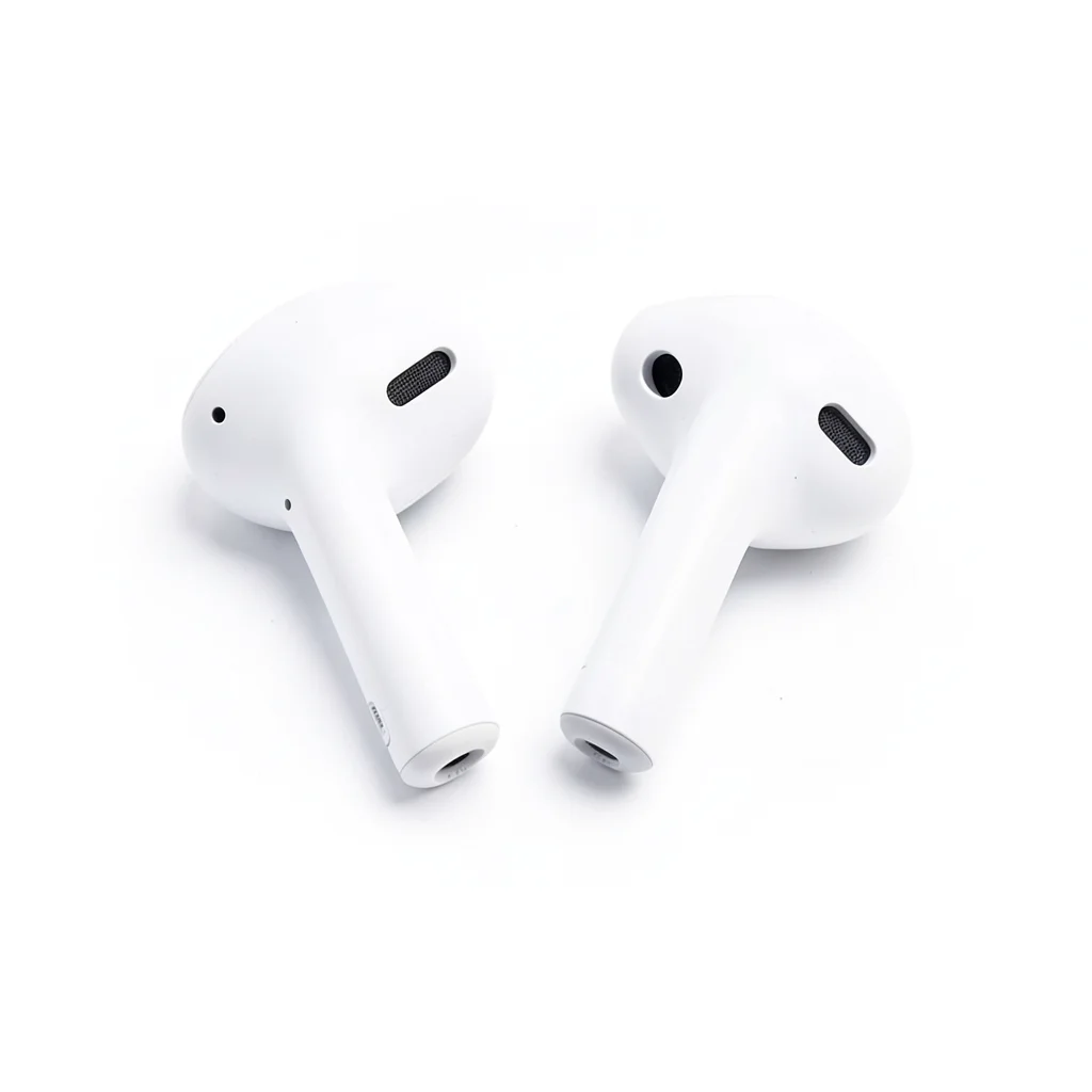 Wireless earbuds on pure white