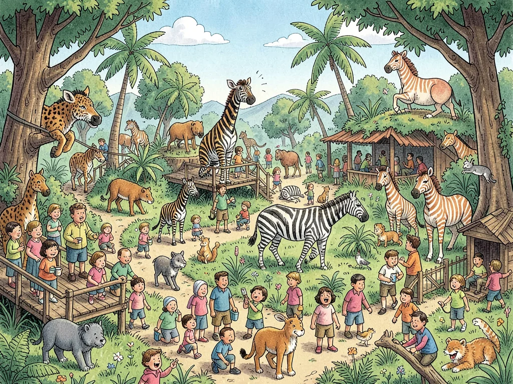 Busy zoo with visitors